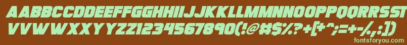 Megabomb Italic-fontti – vihreät fontit ruskealla taustalla