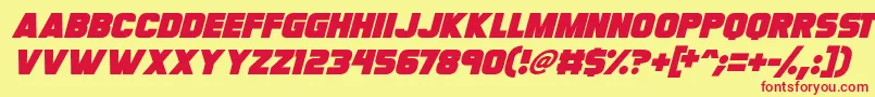 Megabomb Italic-Schriftart – Rote Schriften auf gelbem Hintergrund