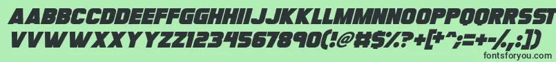 Fonte Megabomb Italic – fontes pretas em um fundo verde