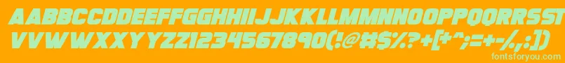 Megabomb Italic Font – Green Fonts on Orange Background