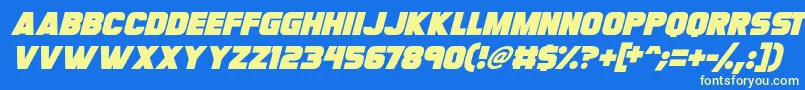 Fonte Megabomb Italic – fontes amarelas em um fundo azul