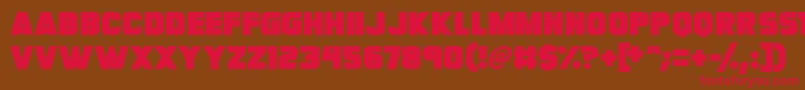 フォントMegabomb – 赤い文字が茶色の背景にあります。