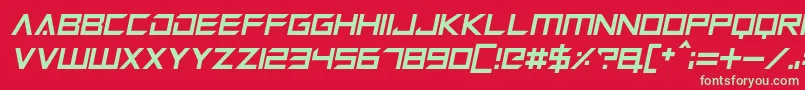 Megabot Five Italic Font – Green Fonts on Red Background