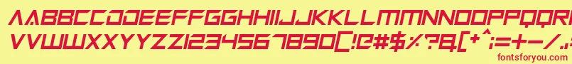 Megabot Five Italic Font – Red Fonts on Yellow Background