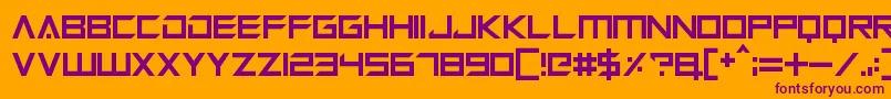 Megabot Five-Schriftart – Violette Schriften auf orangefarbenem Hintergrund