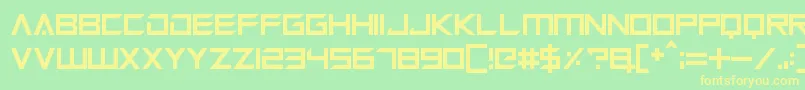 フォントMegabot Five – 黄色の文字が緑の背景にあります