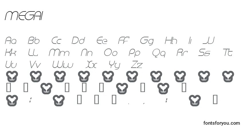 A fonte MEGAI    (133969) – alfabeto, números, caracteres especiais