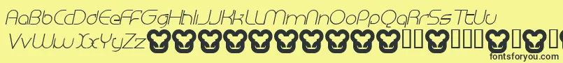 MEGAI   -fontti – mustat fontit keltaisella taustalla