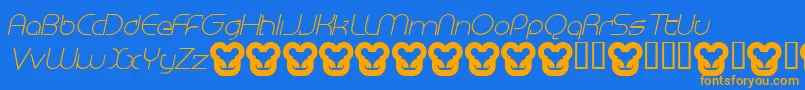 フォントMEGAI    – オレンジ色の文字が青い背景にあります。