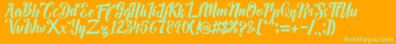 Megalia Font – Green Fonts on Orange Background