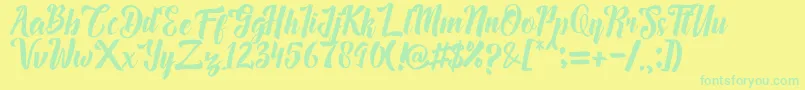 Megalia Font – Green Fonts on Yellow Background