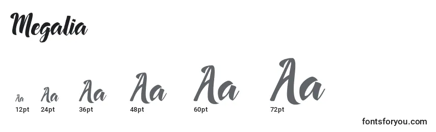 Größen der Schriftart Megalia