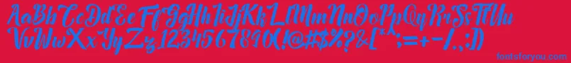 Megalia Font – Blue Fonts on Red Background