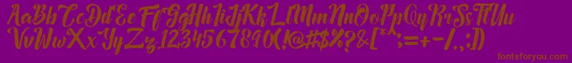 Megalia-Schriftart – Braune Schriften auf violettem Hintergrund