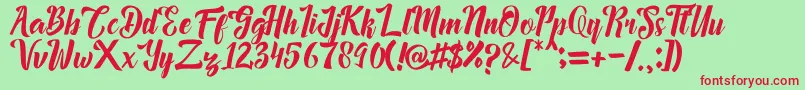 フォントMegalia – 赤い文字の緑の背景