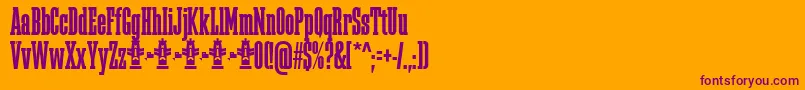 Weitere Informationen zur Megalito Slab FFP-Schriftart Megalito Slab FFP-Schriftart – Violette Schriften auf orangefarbenem Hintergrund