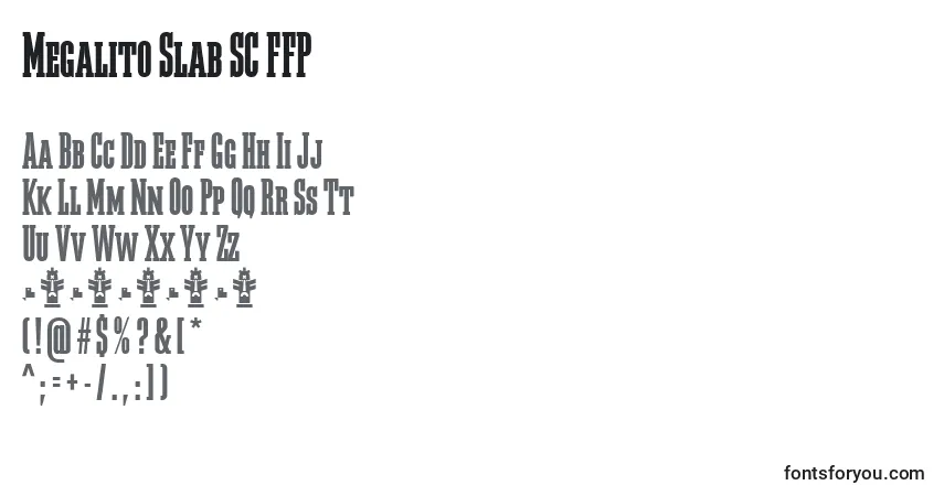 Czcionka Megalito Slab SC FFP – alfabet, cyfry, specjalne znaki