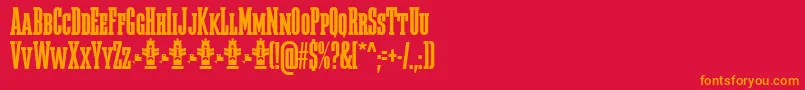 フォントMegalito Slab SC FFP – 赤い背景にオレンジの文字