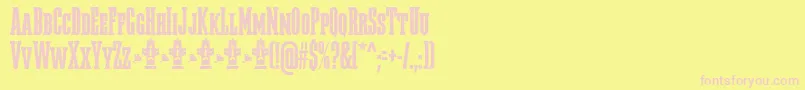 Megalito Slab SC FFP-Schriftart – Rosa Schriften auf gelbem Hintergrund