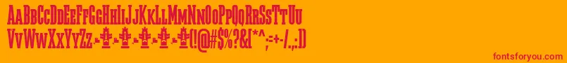 フォントMegalito Slab SC FFP – オレンジの背景に赤い文字