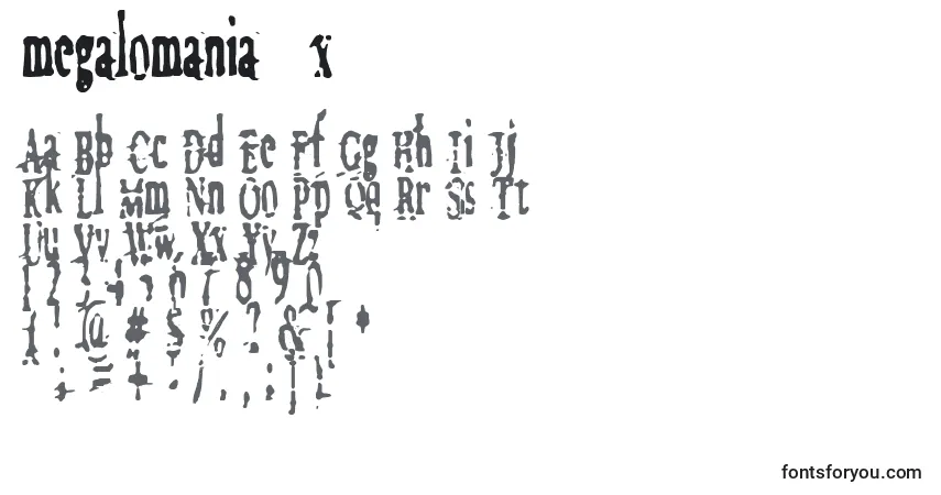 Czcionka Megalomania   x – alfabet, cyfry, specjalne znaki