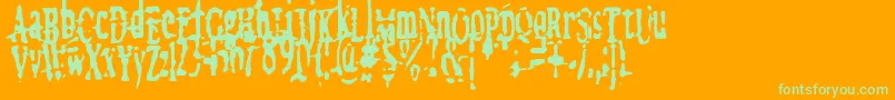 megalomania   x-Schriftart – Grüne Schriften auf orangefarbenem Hintergrund
