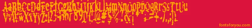 Czcionka megalomania   x – pomarańczowe czcionki na czerwonym tle