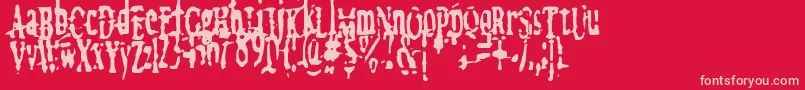 megalomania   x-Schriftart – Rosa Schriften auf rotem Hintergrund