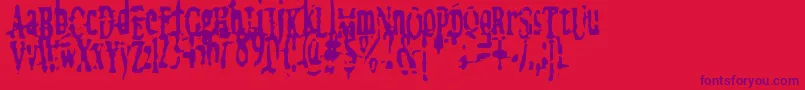 フォントmegalomania   x – 赤い背景に紫のフォント