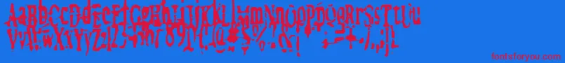 megalomania   x-Schriftart – Rote Schriften auf blauem Hintergrund