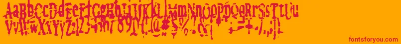 megalomania   x-fontti – punaiset fontit oranssilla taustalla