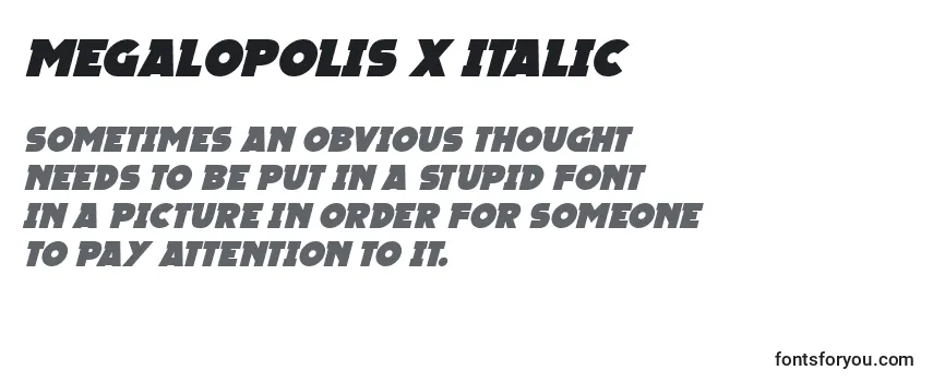 Review of the Megalopolis X Italic Font