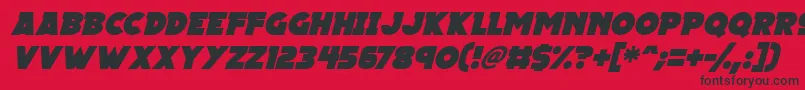 Fonte Megalopolis X Italic – fontes pretas em um fundo vermelho
