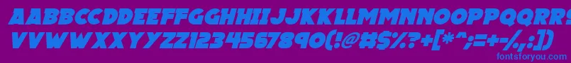Megalopolis X Italic Font – Blue Fonts on Purple Background
