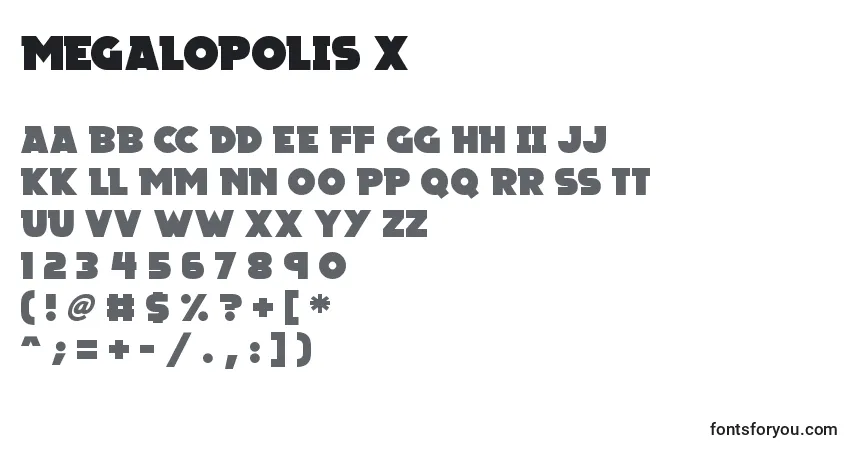 Шрифт Megalopolis X – алфавит, цифры, специальные символы
