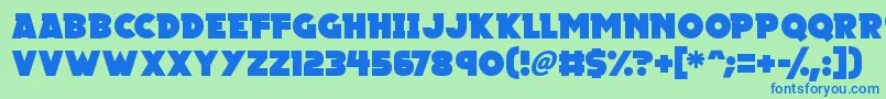 フォントMegalopolis X – 青い文字は緑の背景です。