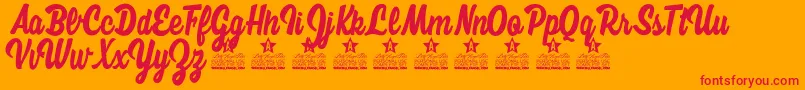 Megan Personal Use-Schriftart – Rote Schriften auf orangefarbenem Hintergrund