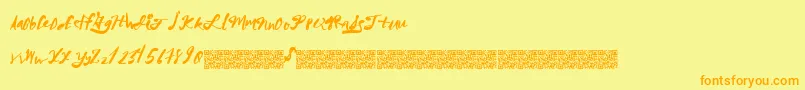 MegaRiches-Schriftart – Orangefarbene Schriften auf gelbem Hintergrund