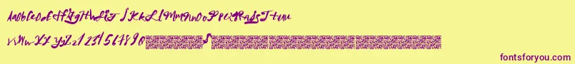 MegaRiches-Schriftart – Violette Schriften auf gelbem Hintergrund