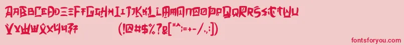 Meifen Demo-Schriftart – Rote Schriften auf rosa Hintergrund