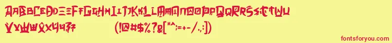 Шрифт Meifen Demo – красные шрифты на жёлтом фоне