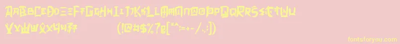 Meifen Demo-Schriftart – Gelbe Schriften auf rosa Hintergrund