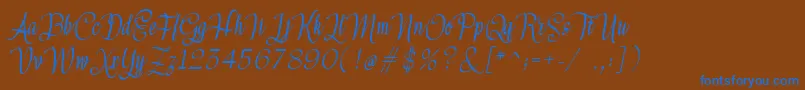 フォントMeikayla – 茶色の背景に青い文字