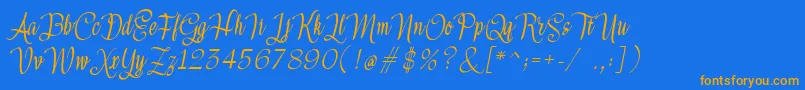 Meikayla Font – Orange Fonts on Blue Background