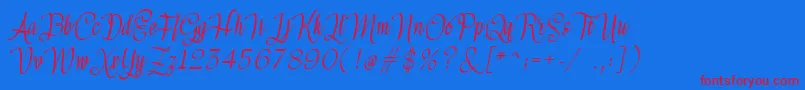 フォントMeikayla – 赤い文字の青い背景