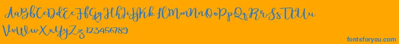 Meillina-Schriftart – Blaue Schriften auf orangefarbenem Hintergrund