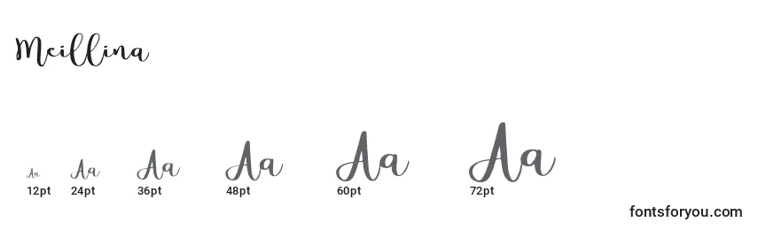 Meillina Font Sizes