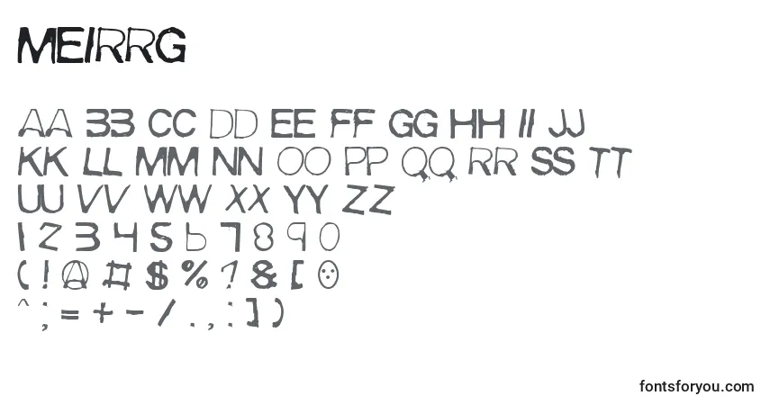 A fonte MEIRRG   (133996) – alfabeto, números, caracteres especiais