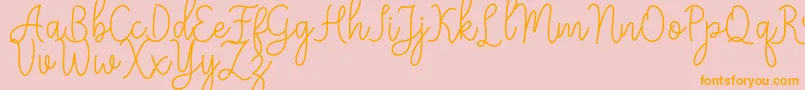Meisha-Schriftart – Orangefarbene Schriften auf rosa Hintergrund