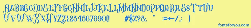 Melanesia Regular Font – Blue Fonts on Yellow Background